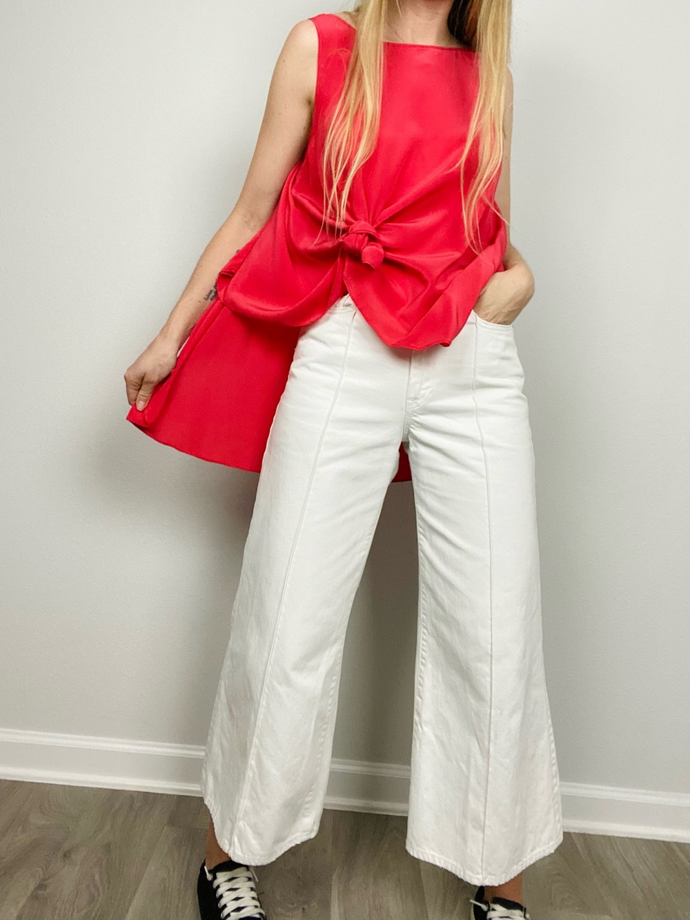 BCBGMAXAZRIA 100% Silk Coral Pink Draped Layered Flowy Tank Top Tunic